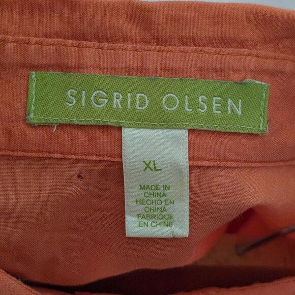 Sigrid Olsen Women's 100% Cotton Button-Up Shirt sz XL 3/4 Sleeve Lagenlook - Picture 4 of 9
